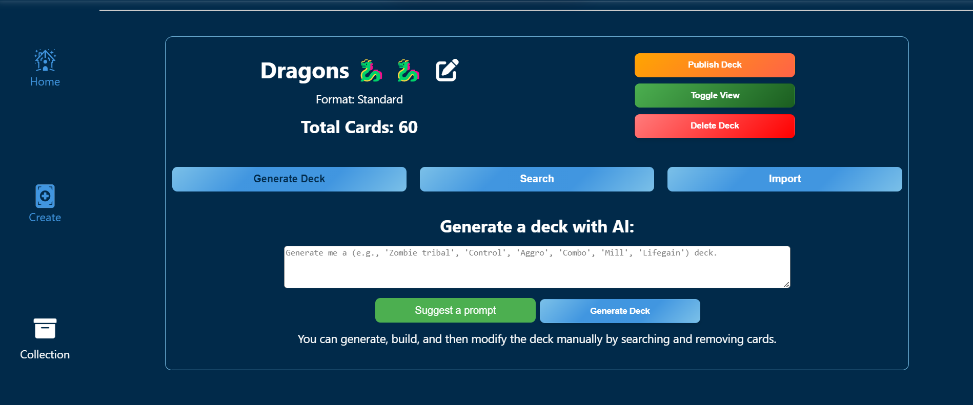 AI Magic The Gathering Deck Builder