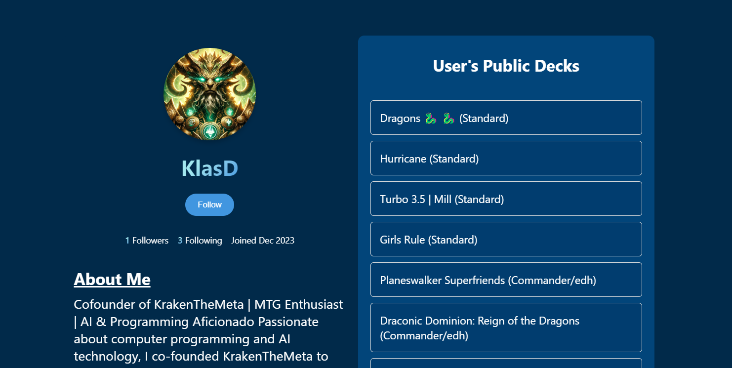 KrakenTheMeta Social Profile vs moxfield app